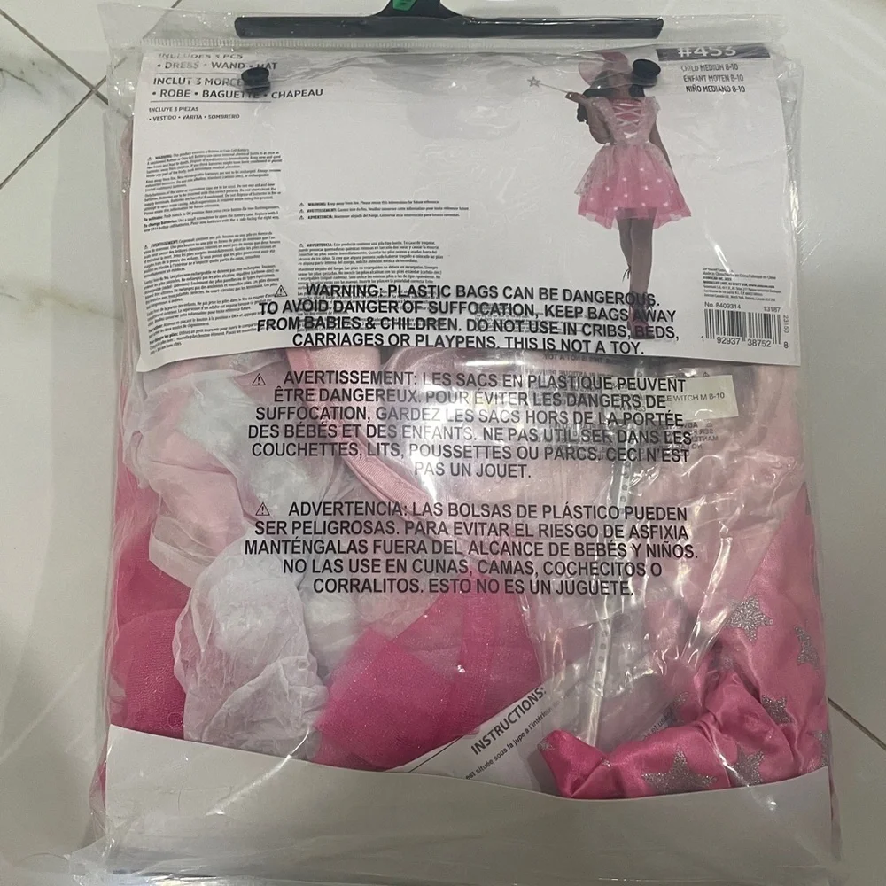 Girls Fairytale Witch Pink Wicked Fancy Dress Up Halloween Costume size 8/10